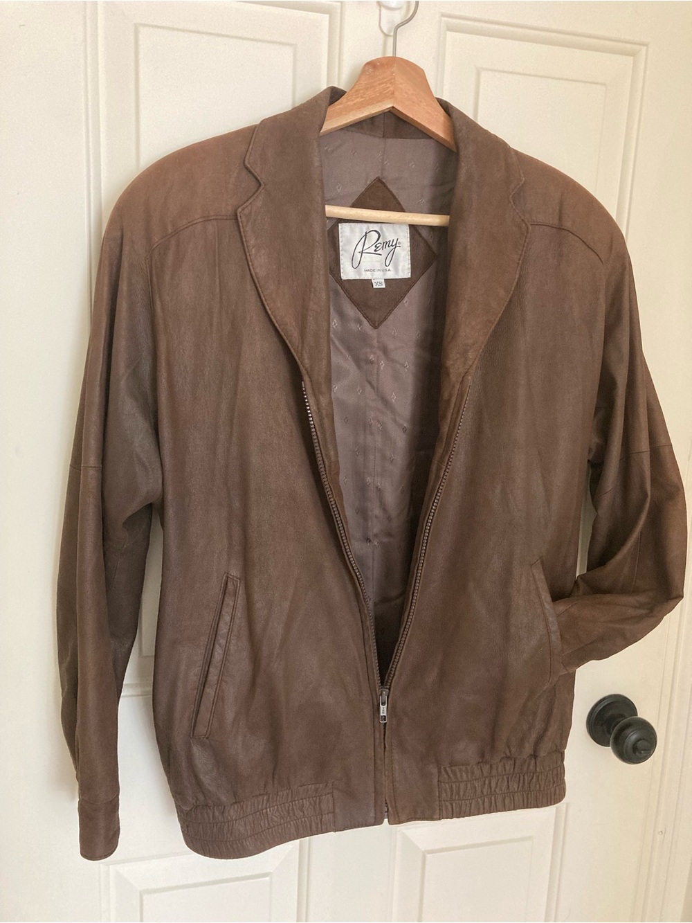 PERFECT Rachel Green chocolate brown suede leather bomber jacket S/M